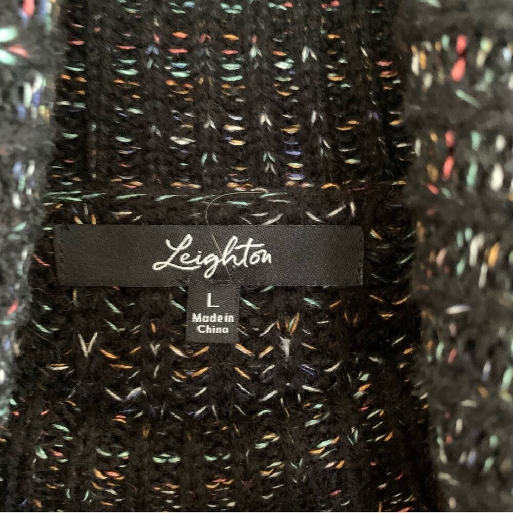 Leighton Chunky Knit Black Rainbow Confetti Turtleneck Large - Picture 7 of 8